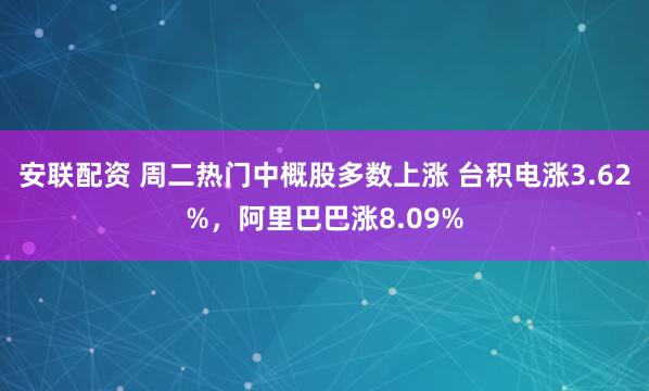 安联配资 周二热门中概股多数上涨 台积电涨3.62%,阿里巴巴涨8.09%